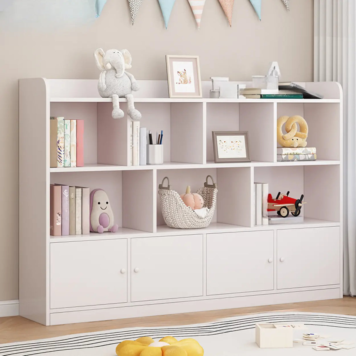 Modern Horizontal White Simple Wood Display Bookcases Image - 19