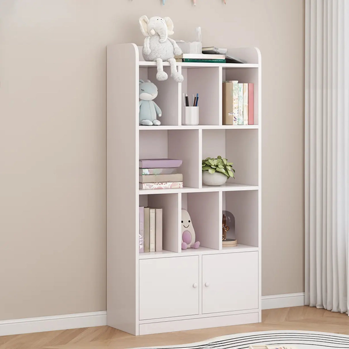 Modern Horizontal White Simple Wood Display Bookcases Image - 20