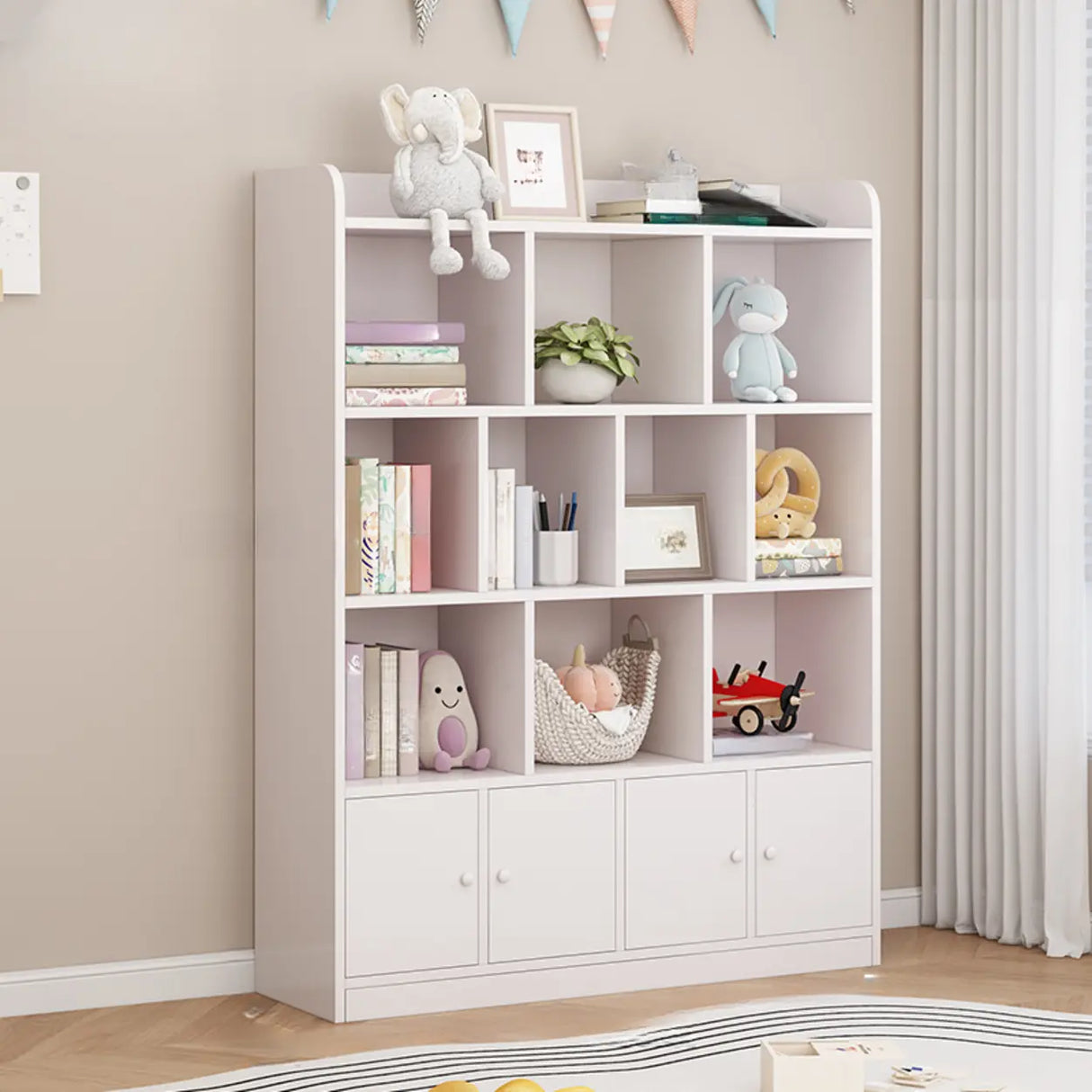 Modern Horizontal White Simple Wood Display Bookcases Image - 22