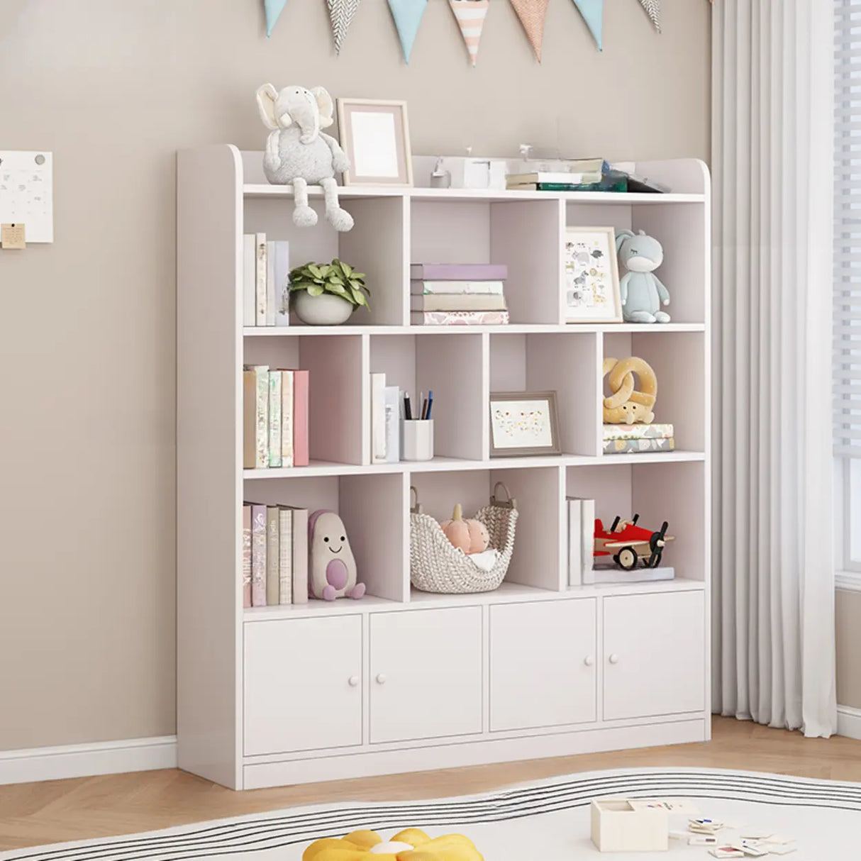 Modern Horizontal White Simple Wood Display Bookcases Image - 23