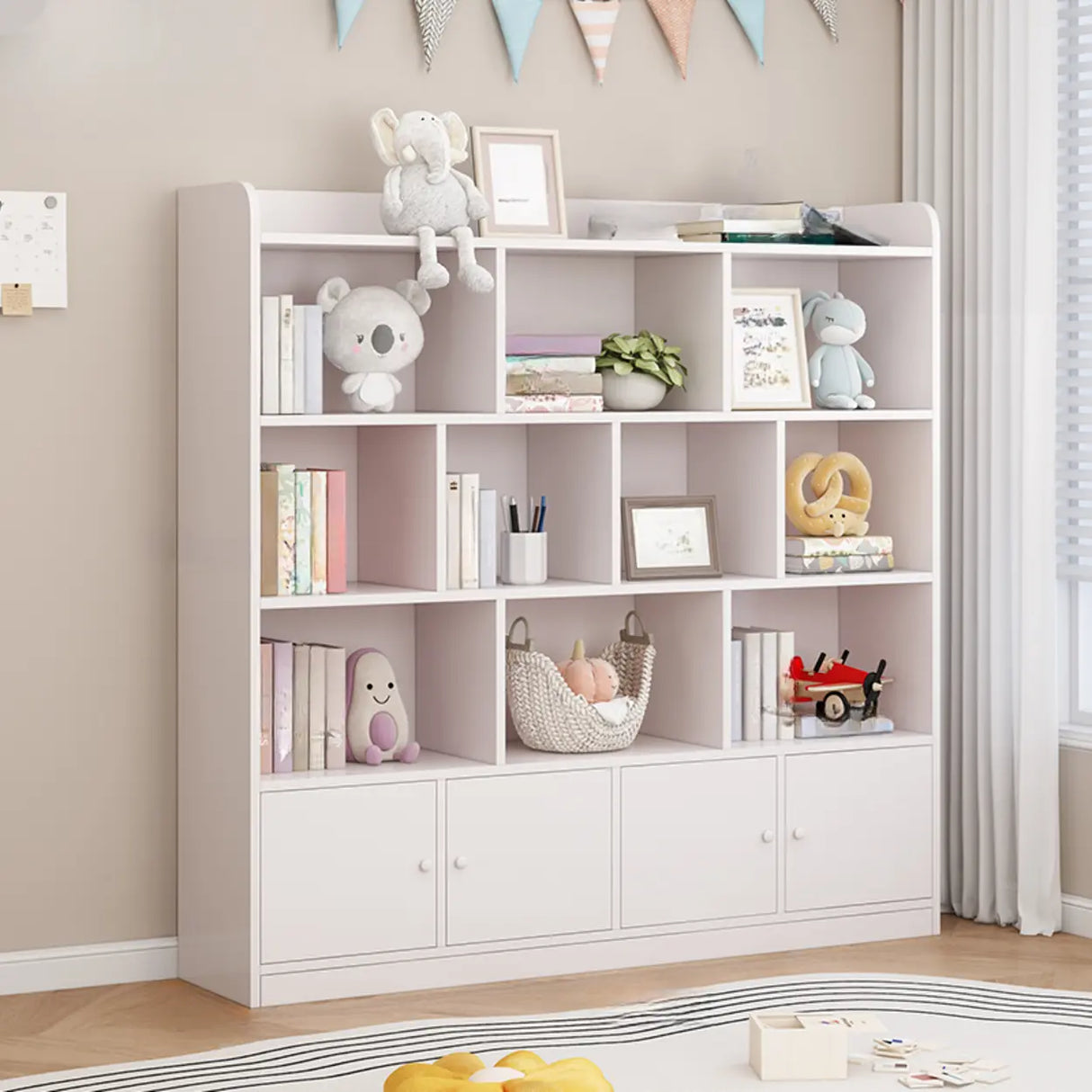 Modern Horizontal White Simple Wood Display Bookcases Image - 24