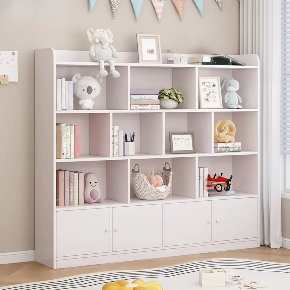 Modern Horizontal White Simple Wood Display Bookcases Image - 25