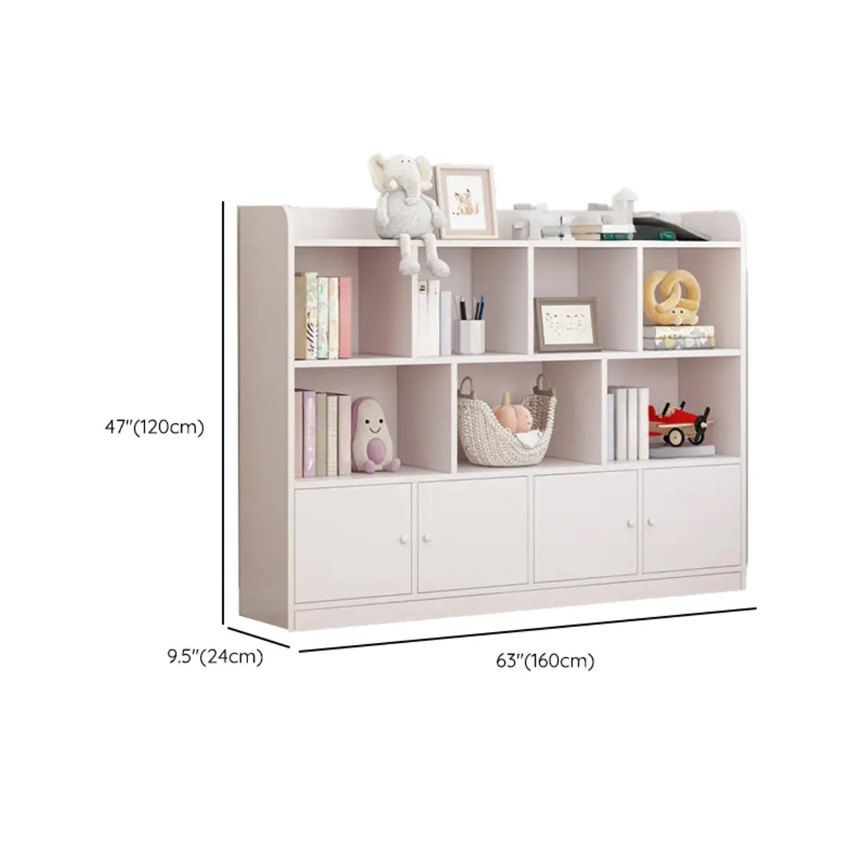 Modern Horizontal White Simple Wood Display Bookcases Image - 29