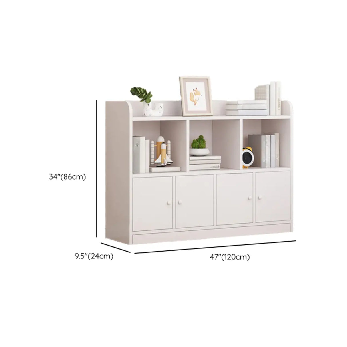 Modern Horizontal White Simple Wood Display Bookcases Image - 34