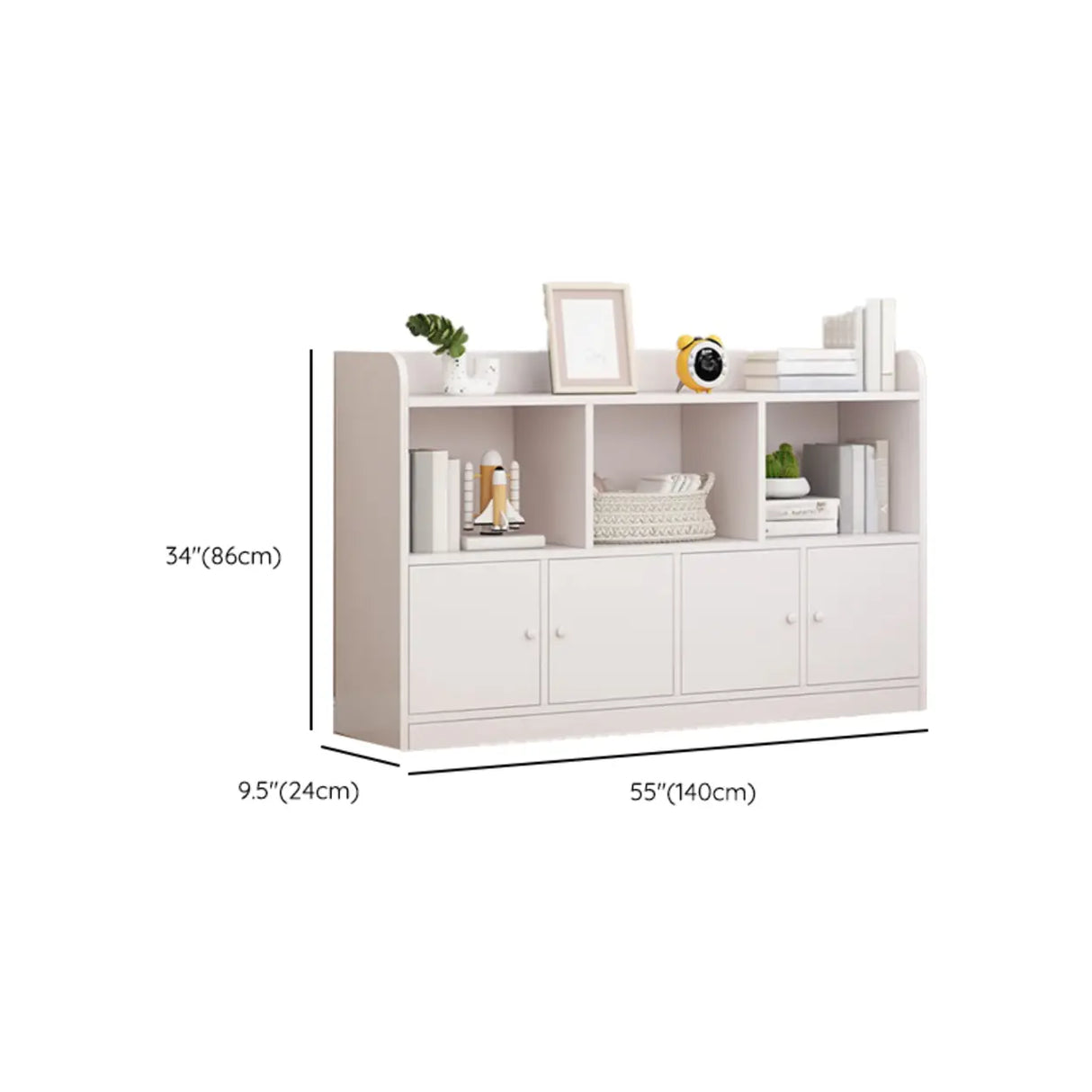 Modern Horizontal White Simple Wood Display Bookcases Image - 35