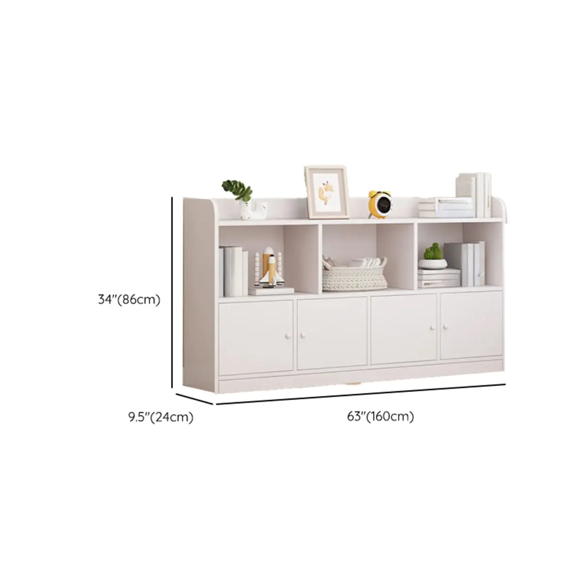 Modern Horizontal White Simple Wood Display Bookcases Image - 36
