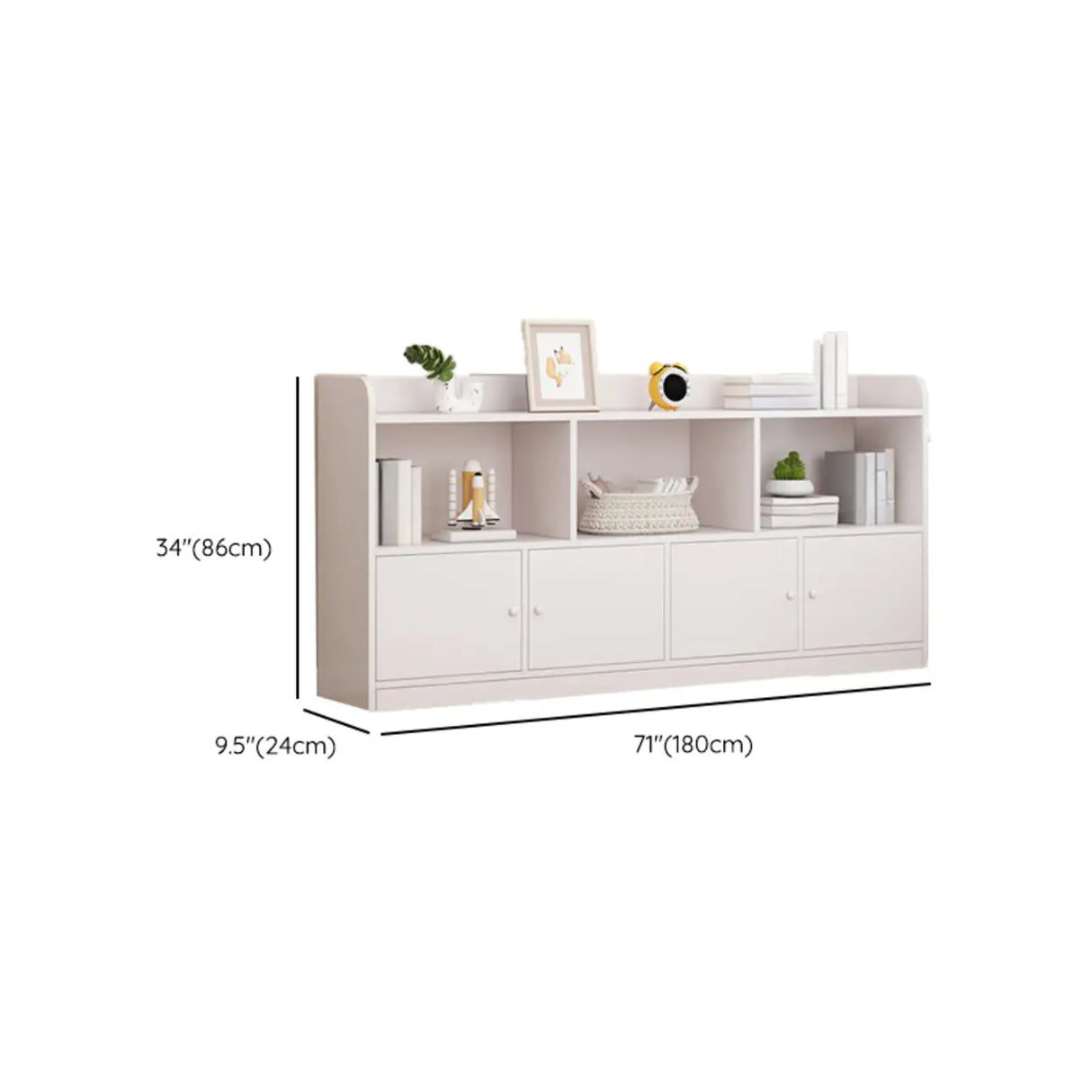 Modern Horizontal White Simple Wood Display Bookcases Image - 37