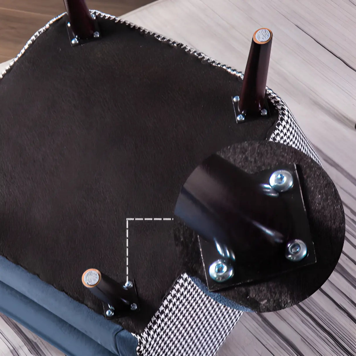 Modern Houndstooth Fabric Living Room Blue Arm Accent Chair Image - 12