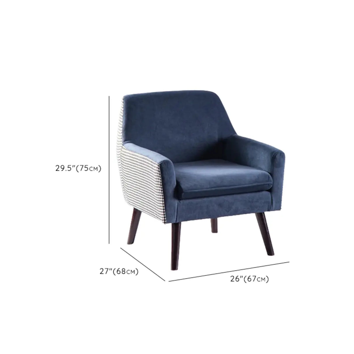 Modern Houndstooth Fabric Living Room Blue Arm Accent Chair Image - 18