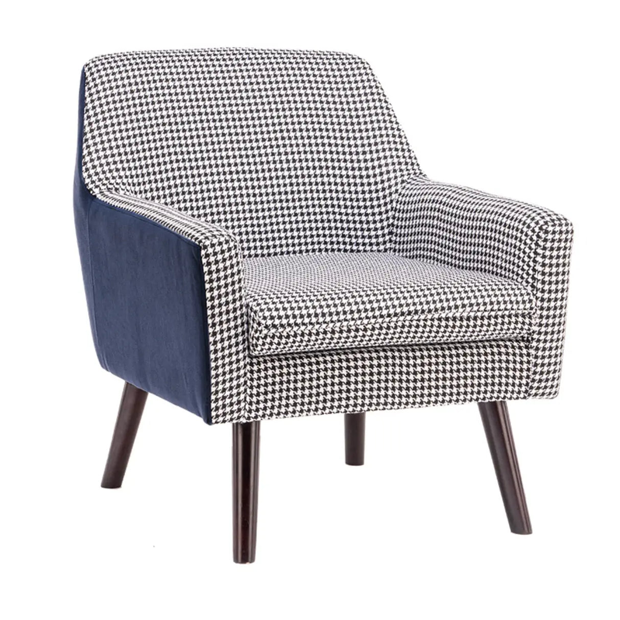 Modern Houndstooth Fabric Living Room Blue Arm Accent Chair Image - 5
