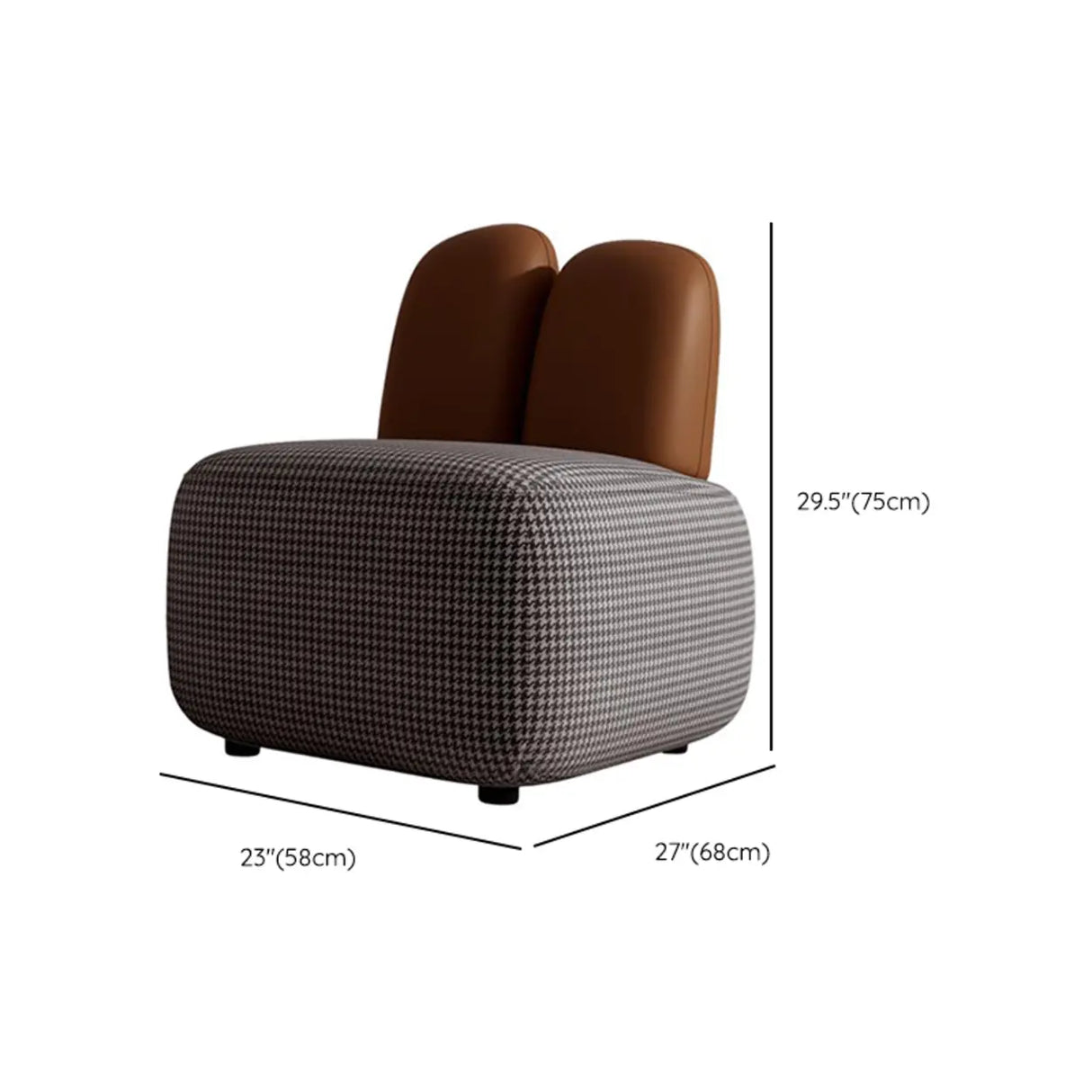 Modern Houndstooth Grey Ergonomic Rabbit Ear Accent Chair Image - 14