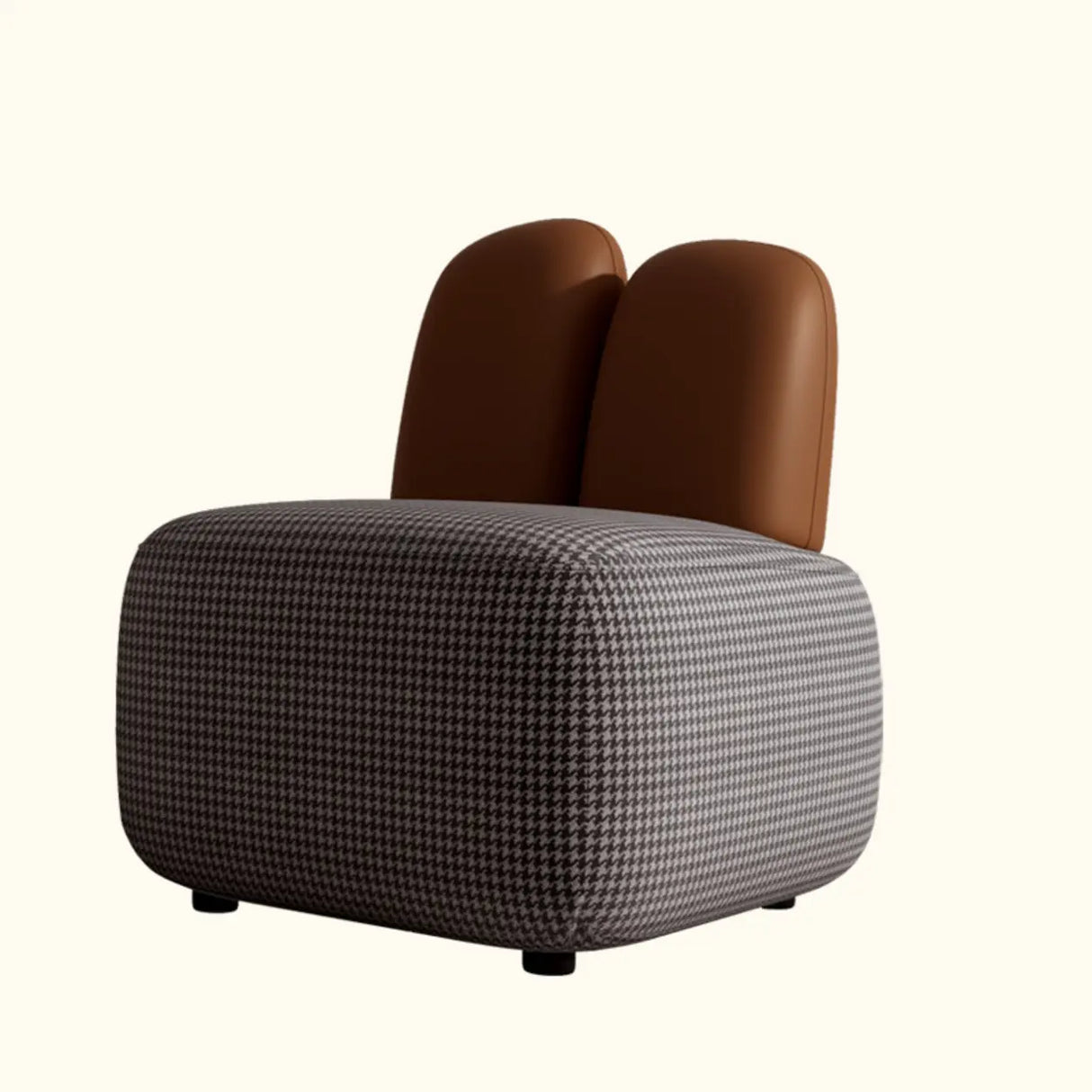 Modern Houndstooth Grey Ergonomic Rabbit Ear Accent Chair Image - 3