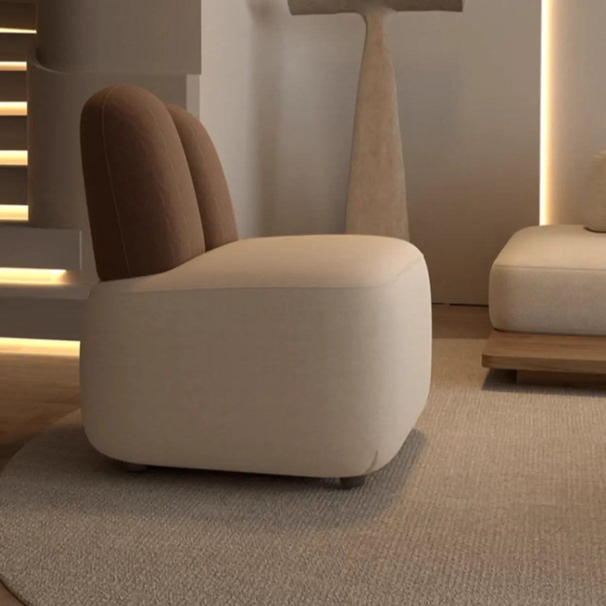 Modern Houndstooth Grey Ergonomic Rabbit Ear Accent Chair Image - 4