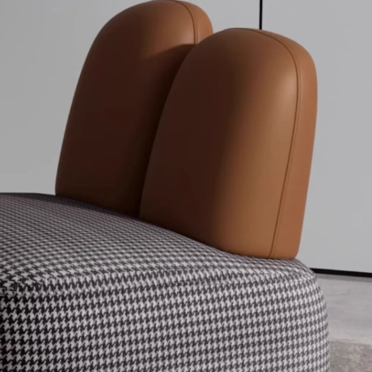 Modern Houndstooth Grey Ergonomic Rabbit Ear Accent Chair Image - 9