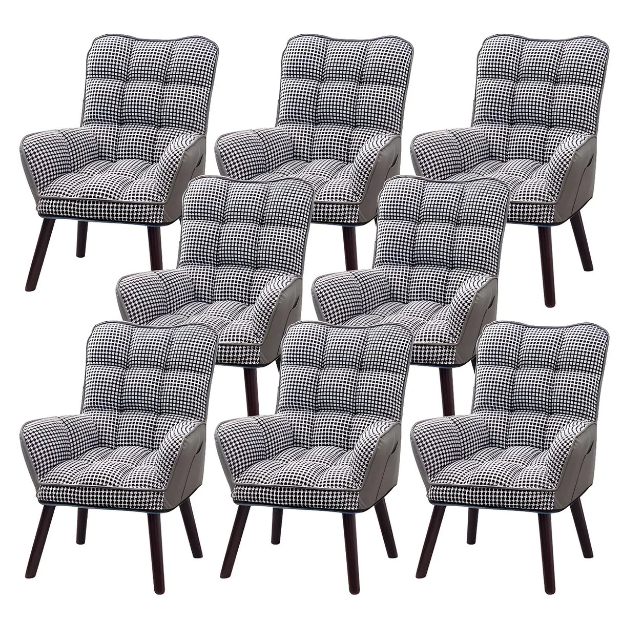 Modern Houndstooth Task Cushioned Wood Office Chair Image - 10