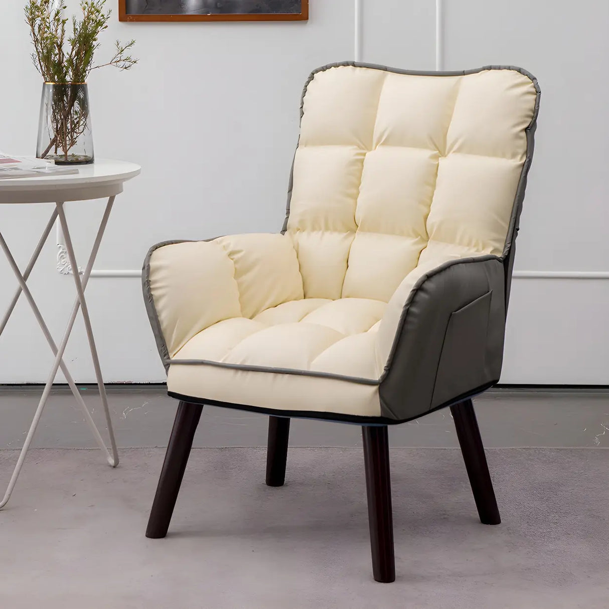 Modern Houndstooth Task Cushioned Wood Office Chair Image - 11