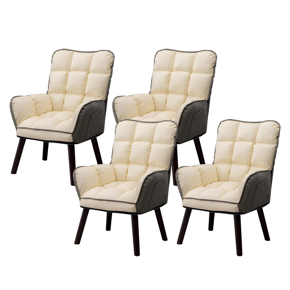 Modern Houndstooth Task Cushioned Wood Office Chair Image - 16