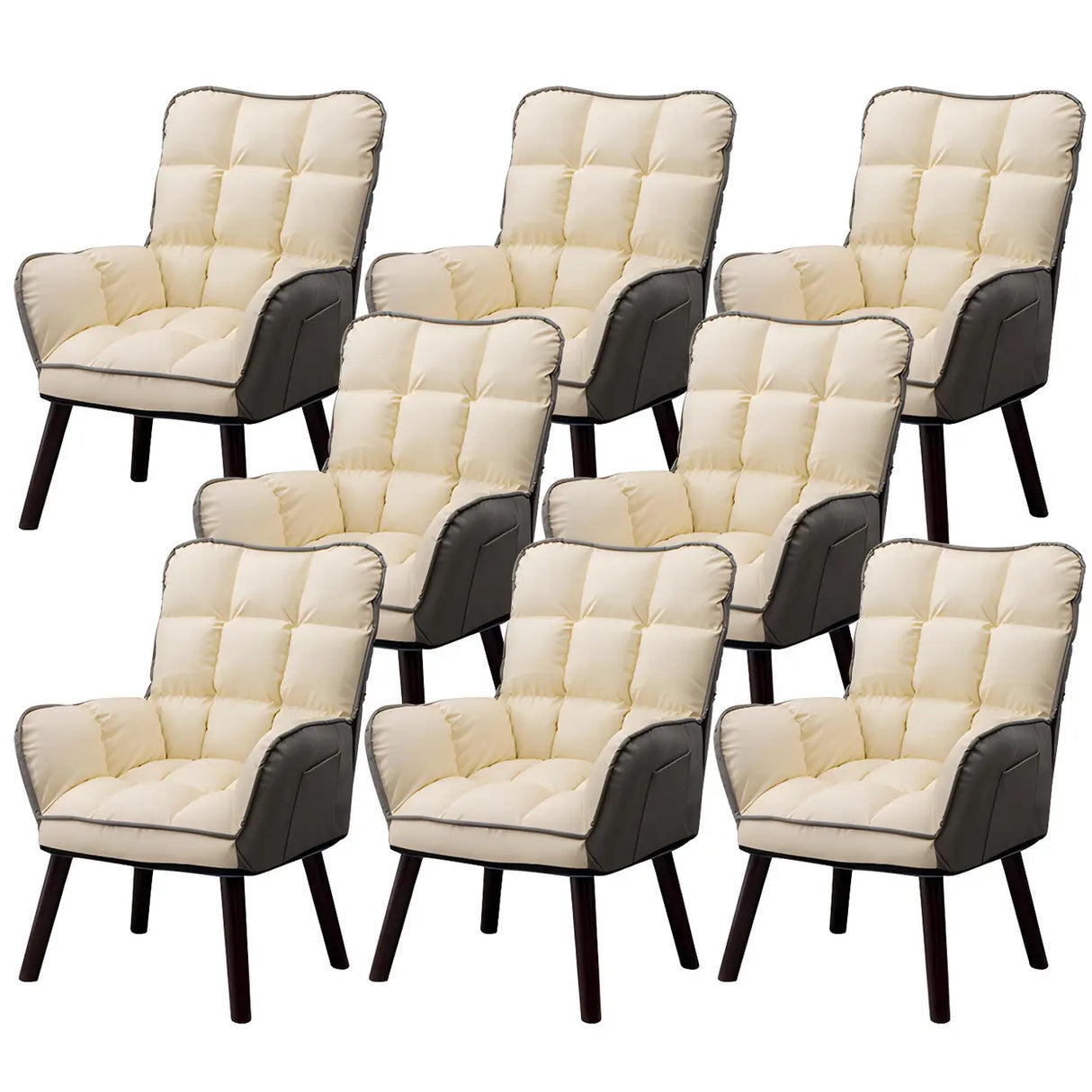 Modern Houndstooth Task Cushioned Wood Office Chair Image - 20