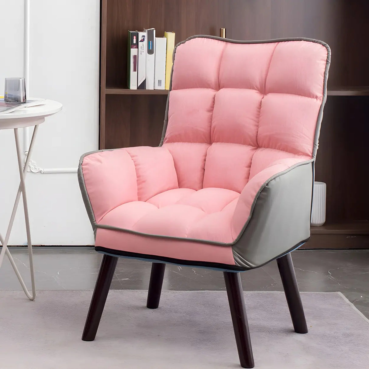 Modern Houndstooth Task Cushioned Wood Office Chair Image - 21