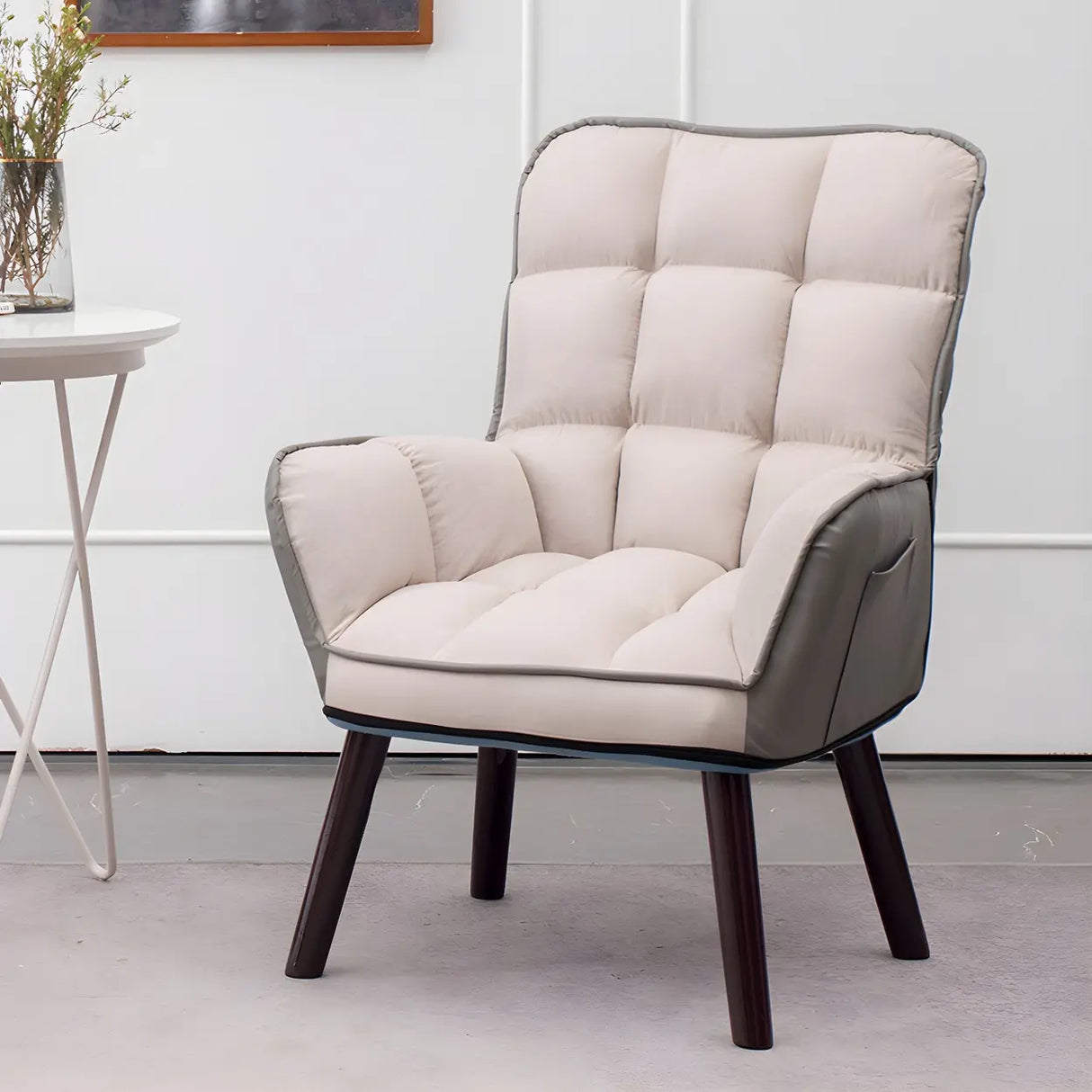 Modern Houndstooth Task Cushioned Wood Office Chair Image - 26