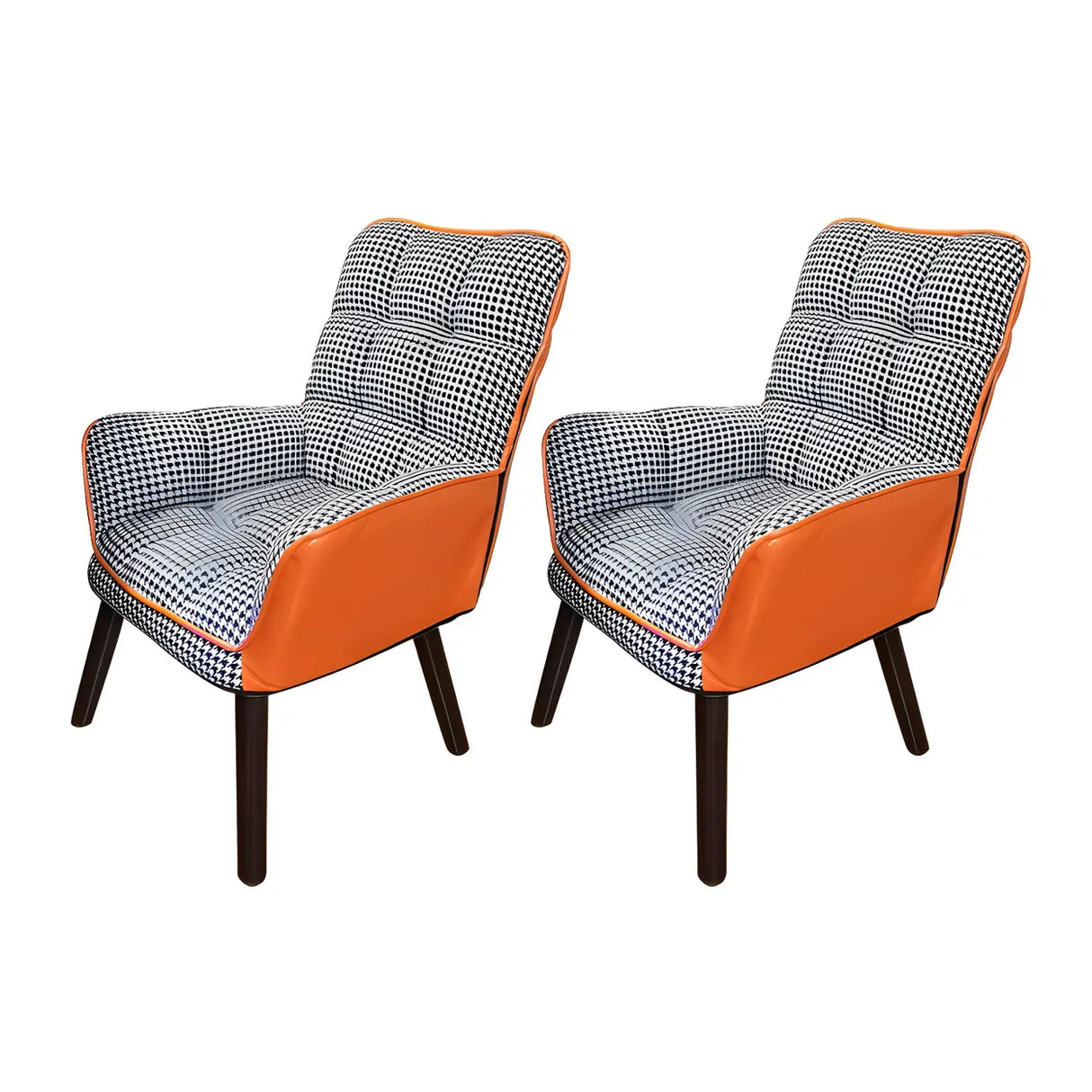 Modern Houndstooth Task Cushioned Wood Office Chair Image - 32