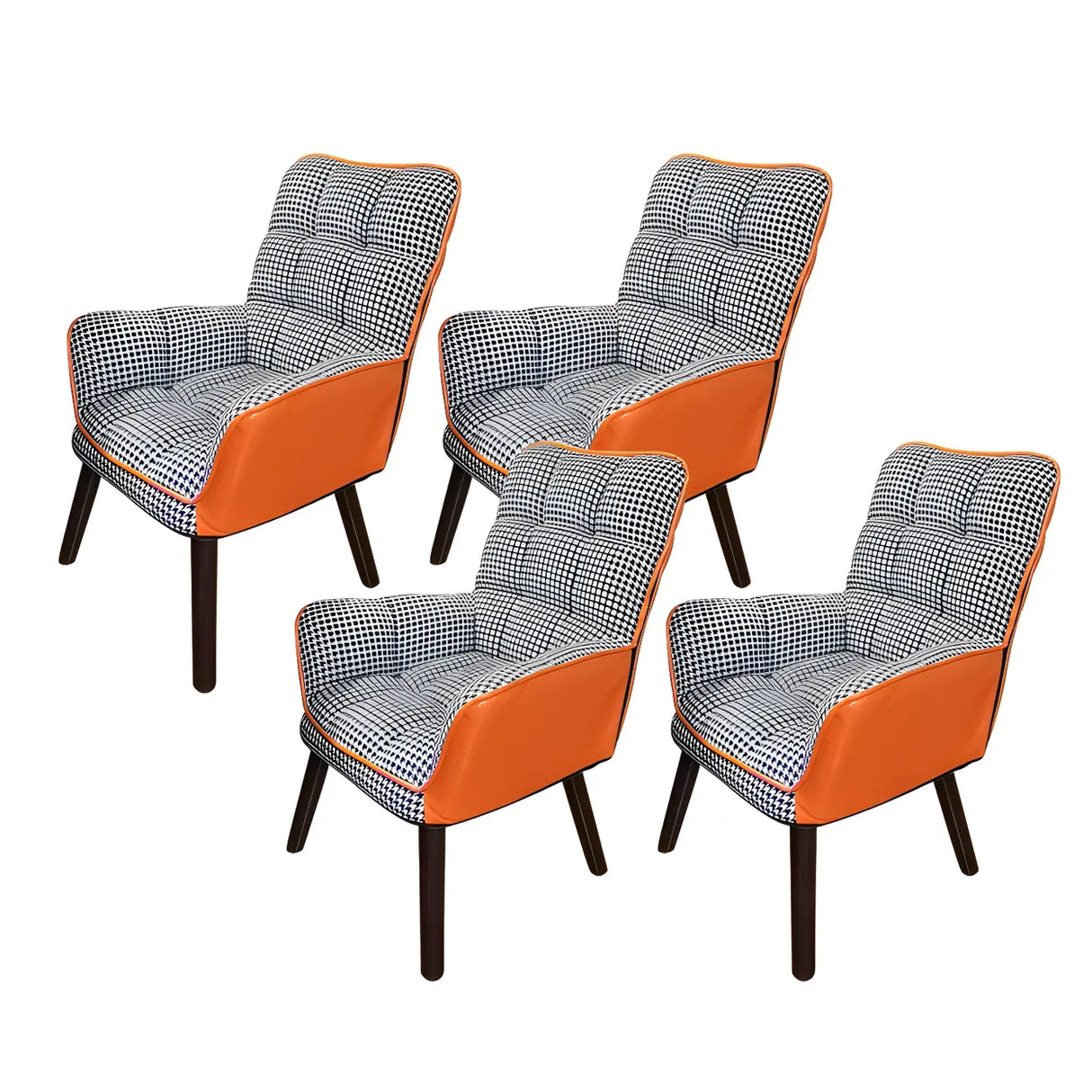 Modern Houndstooth Task Cushioned Wood Office Chair Image - 33