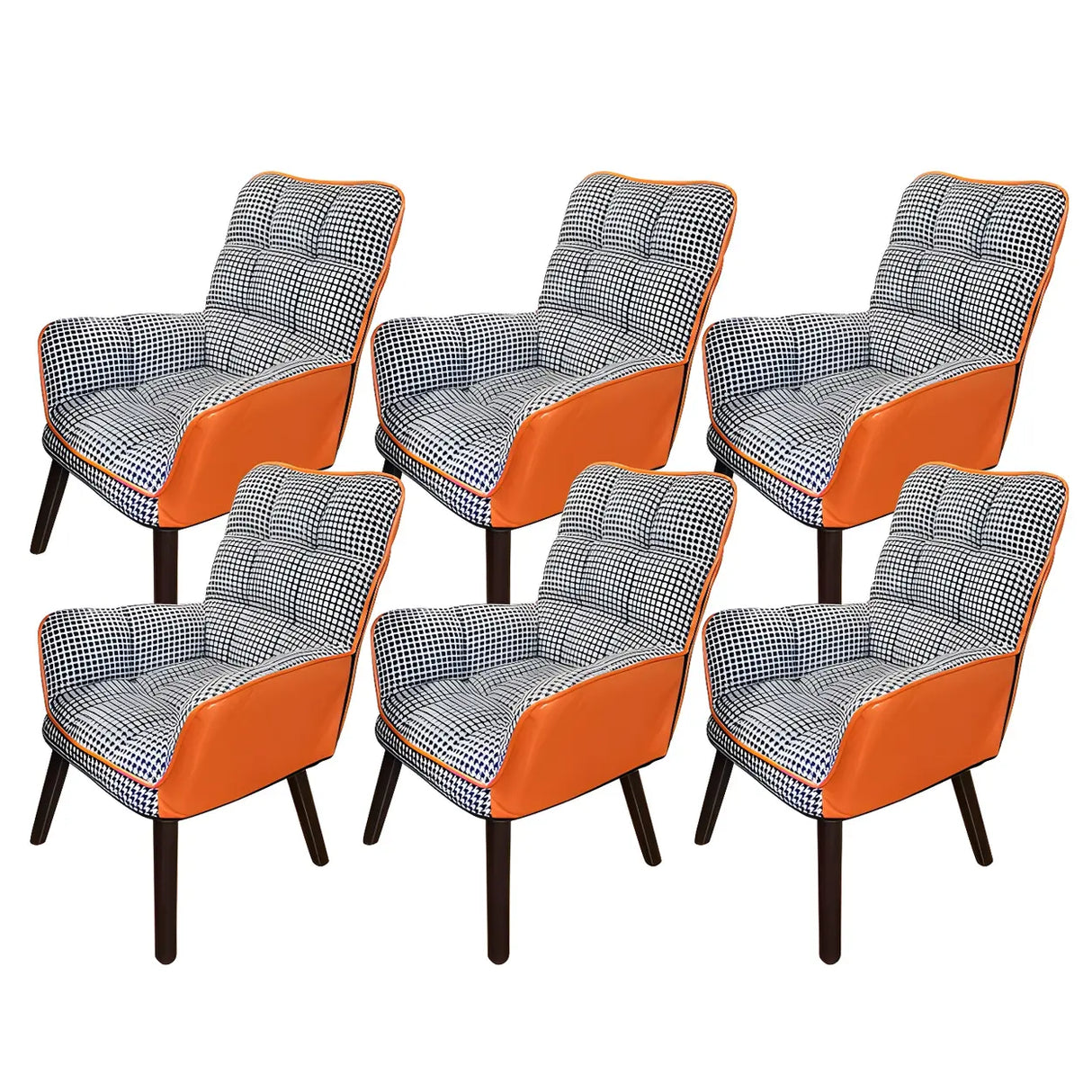 Modern Houndstooth Task Cushioned Wood Office Chair Image - 34