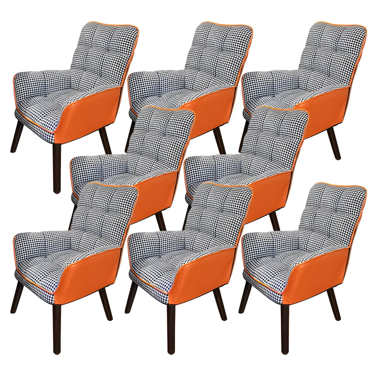 Modern Houndstooth Task Cushioned Wood Office Chair Image - 35