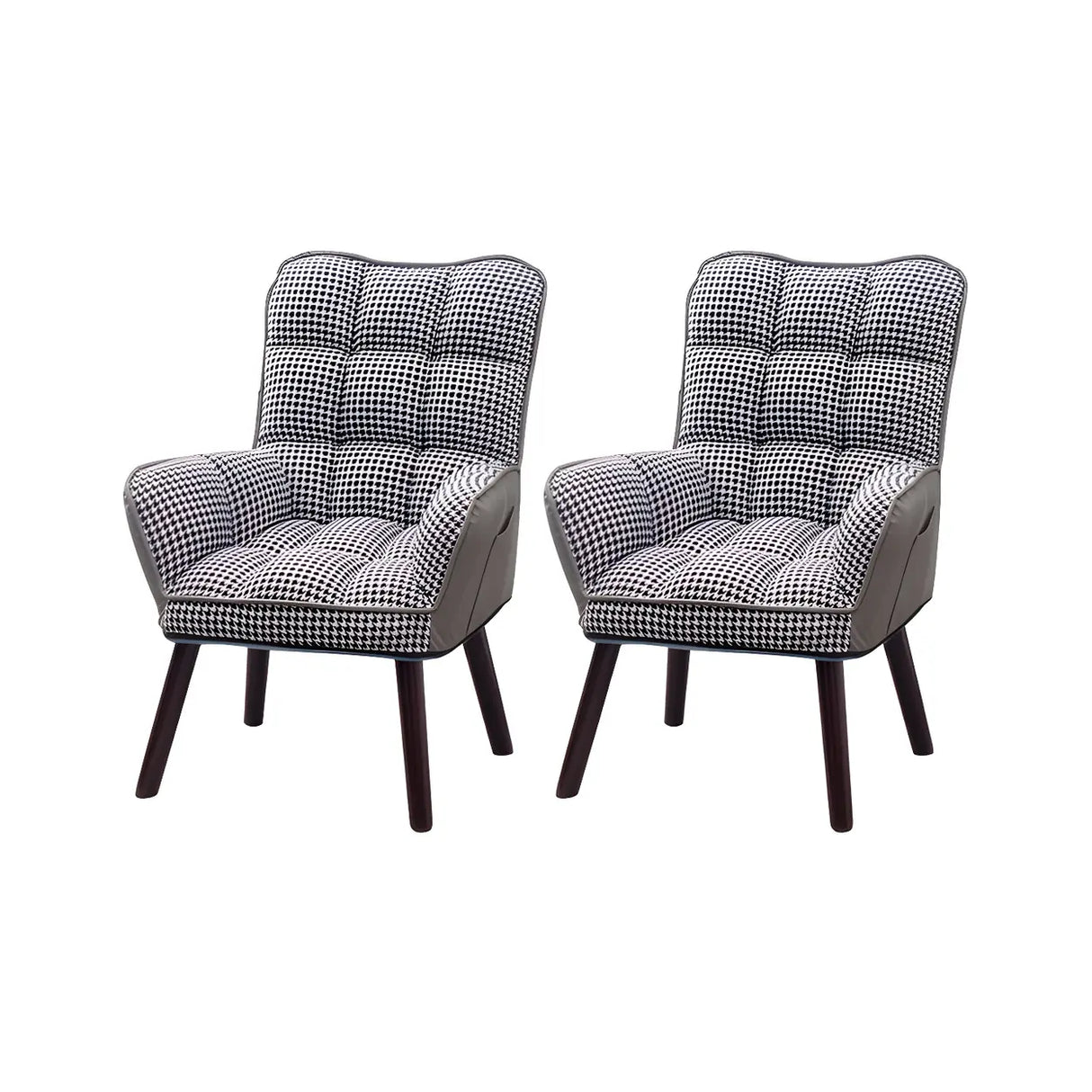 Modern Houndstooth Task Cushioned Wood Office Chair Image - 3