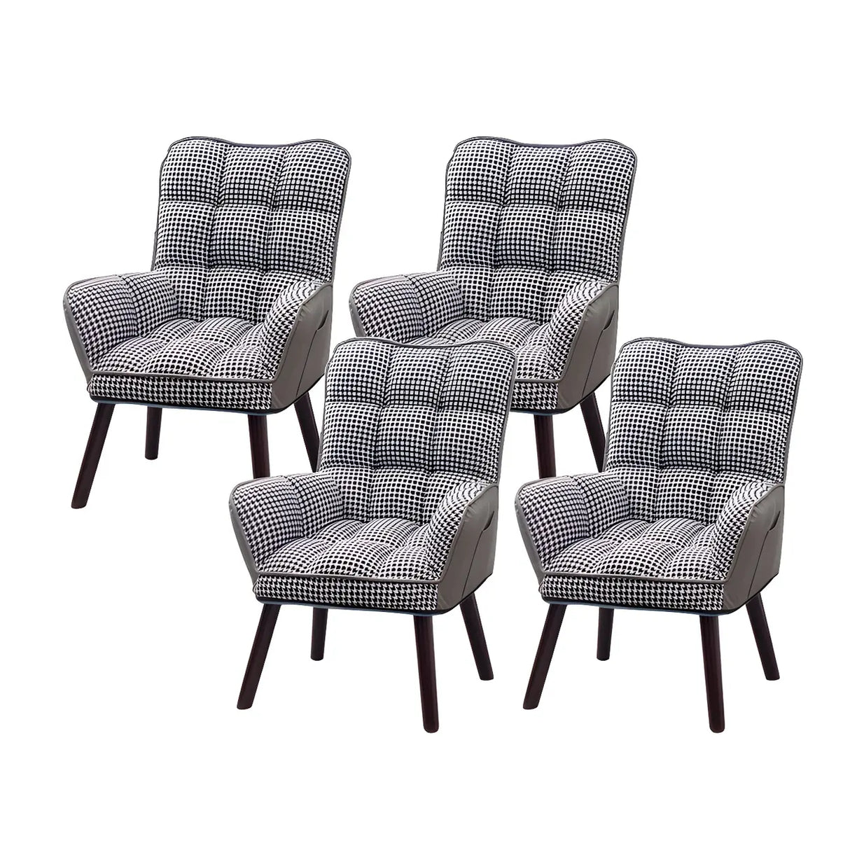 Modern Houndstooth Task Cushioned Wood Office Chair Image - 5