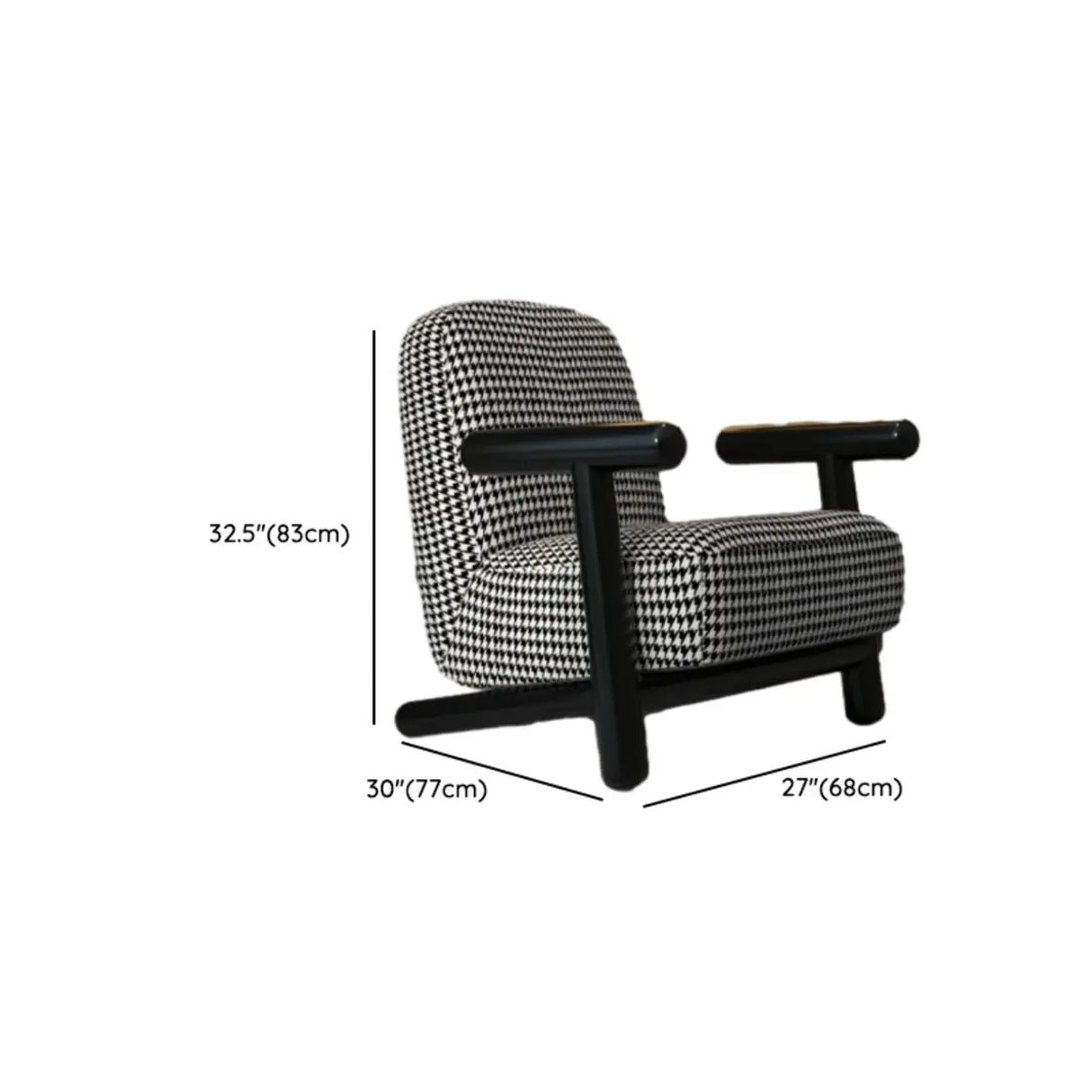 Modern Houndstooth Wood Lounge Accent Chair with Arms