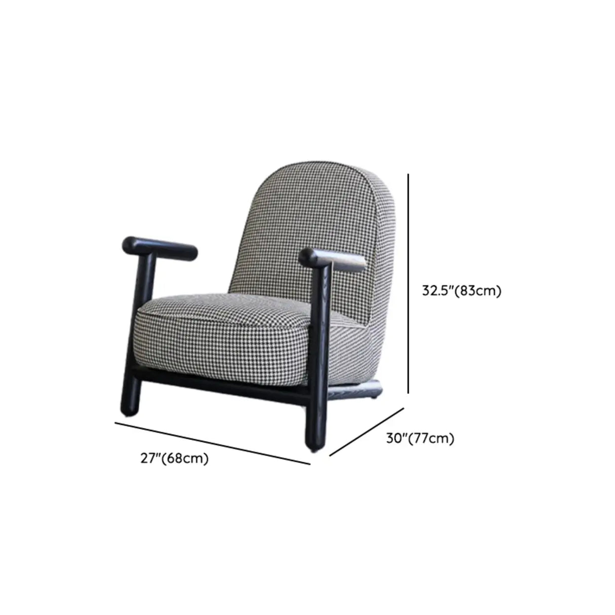 Modern Houndstooth Wood Lounge Accent Chair with Arms Image - 9