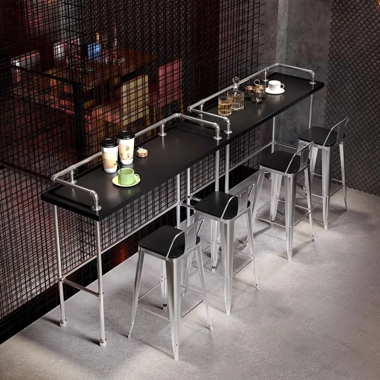 Modern Industrial Spectator Height Bar Table with Railing Image - 1
