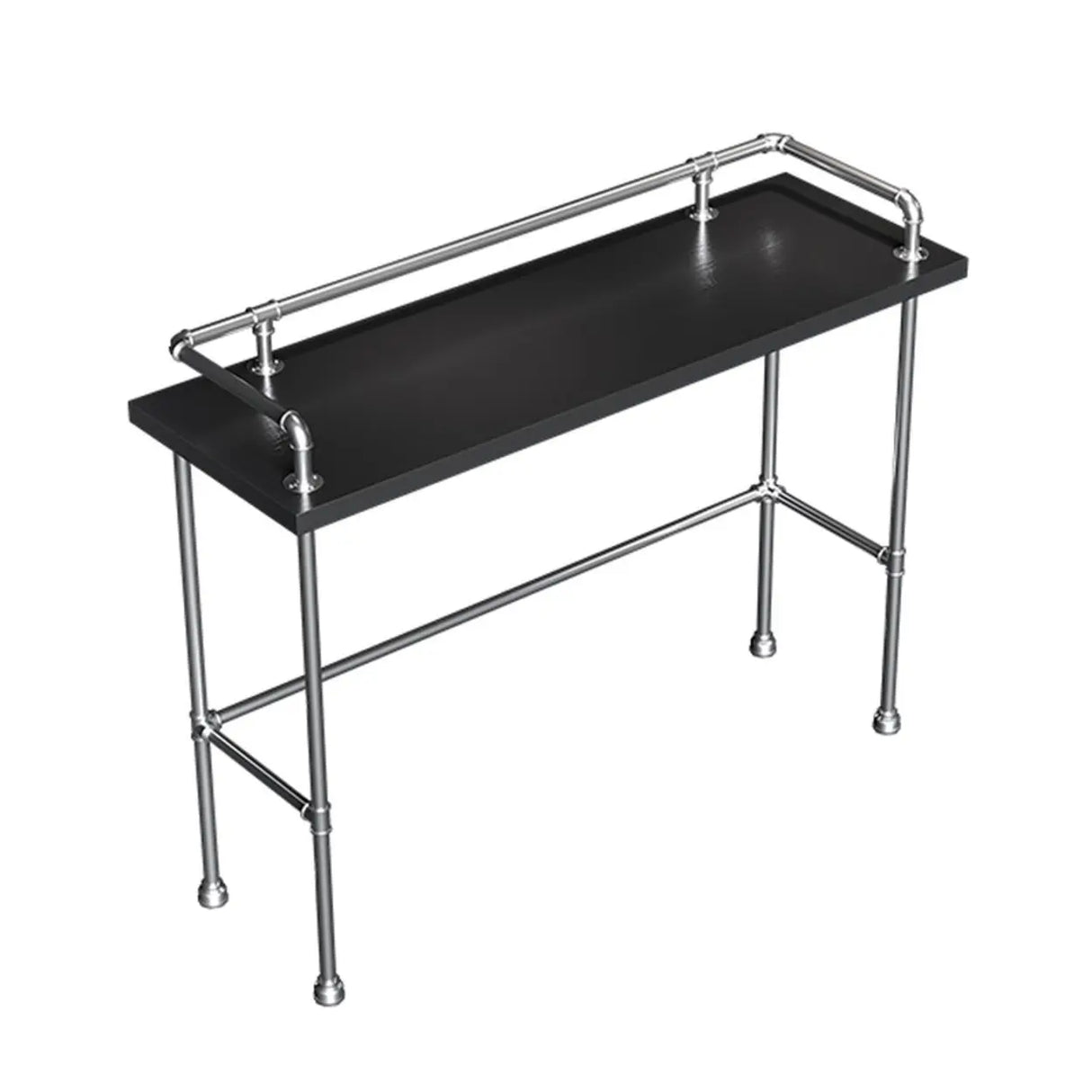 Modern Industrial Spectator Height Bar Table with Railing Image - 5