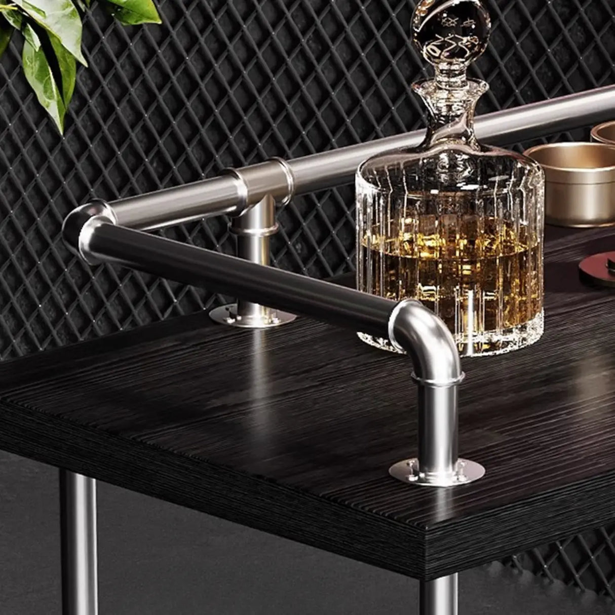 Modern Industrial Spectator Height Bar Table with Railing Image - 7