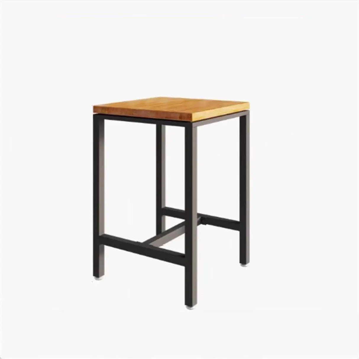 Modern Industrial Square Bar Height Cafe Table with Footrest Image - 2