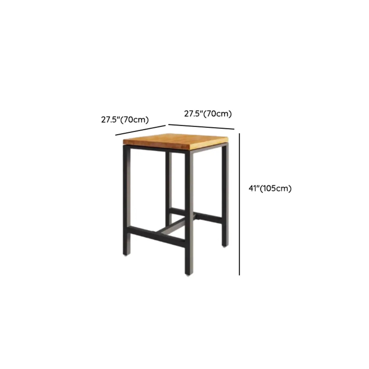 Modern Industrial Square Bar Height Cafe Table with Footrest