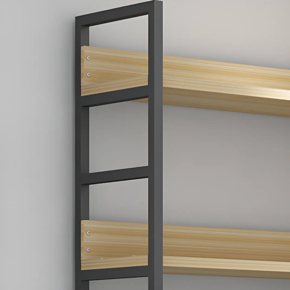 Modern Industrial Wood Metal Frame Corner Bookshelf Image - 5
