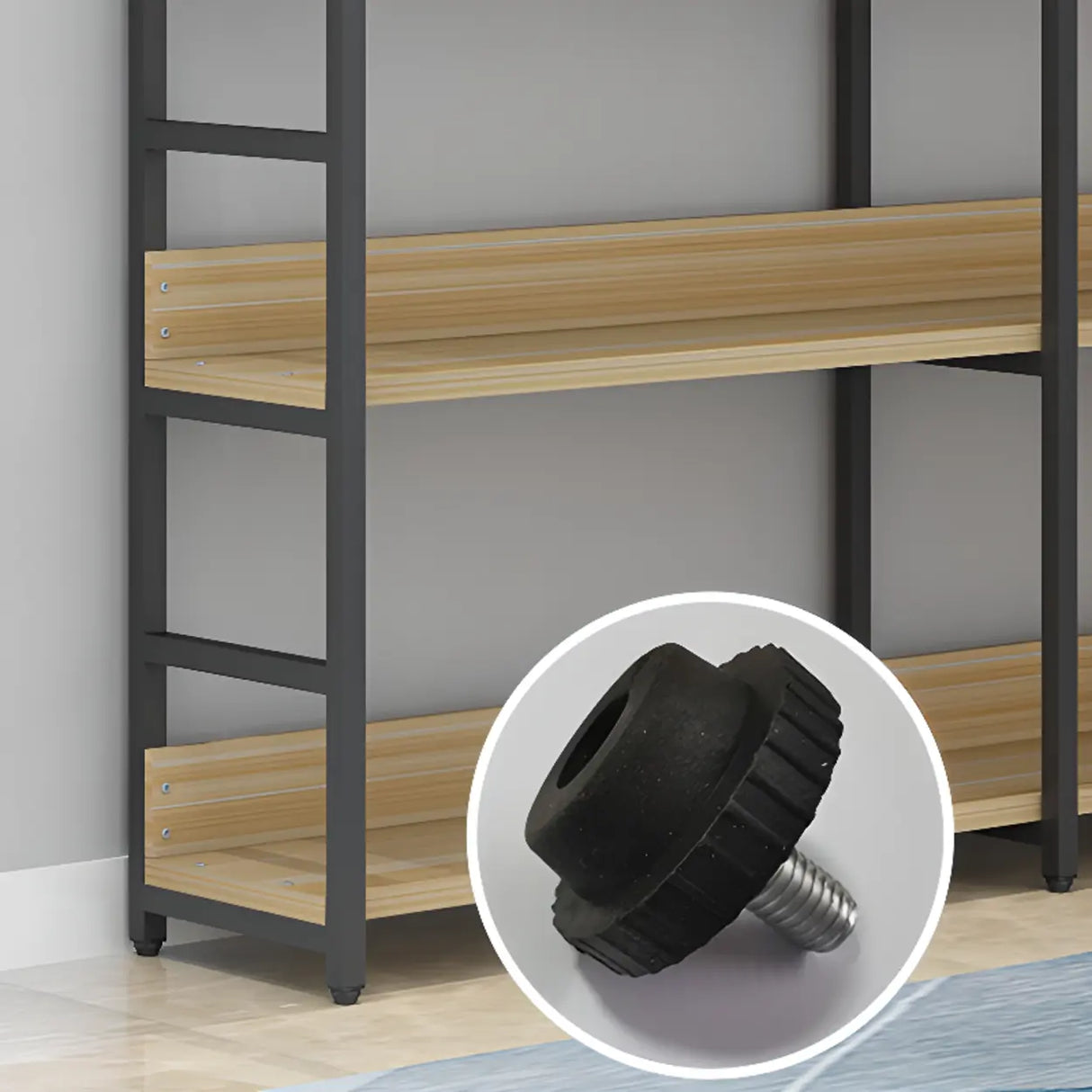 Modern Industrial Wood Metal Frame Corner Bookshelf Image - 9