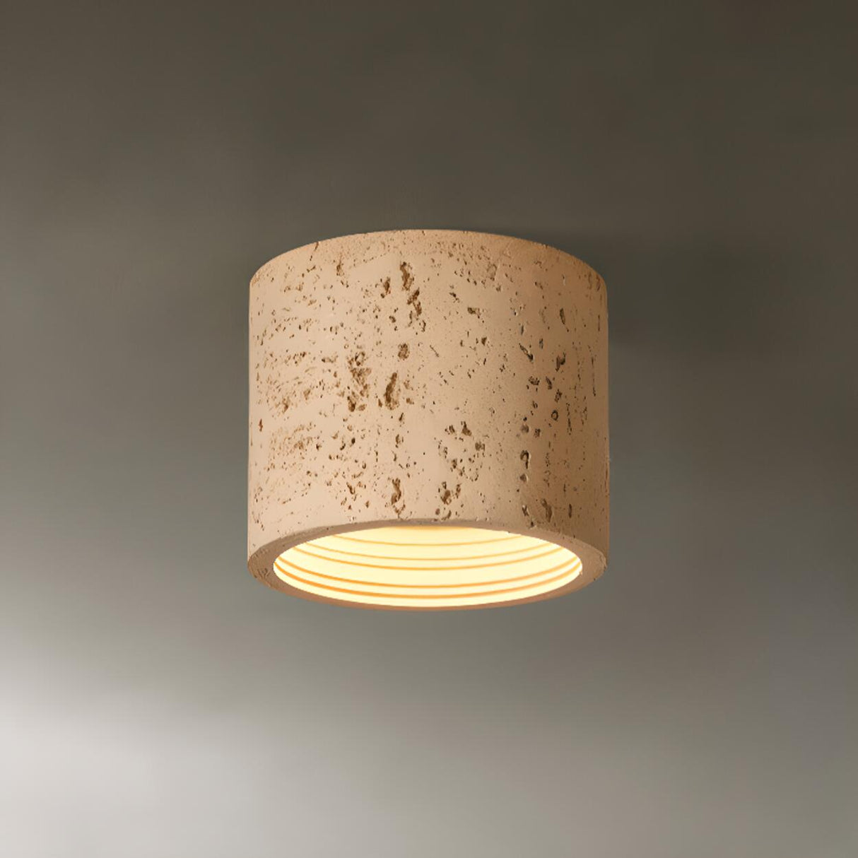 Modern Khaki Cylinder Flush Mount Ceiling Light 2-Light Image - 10