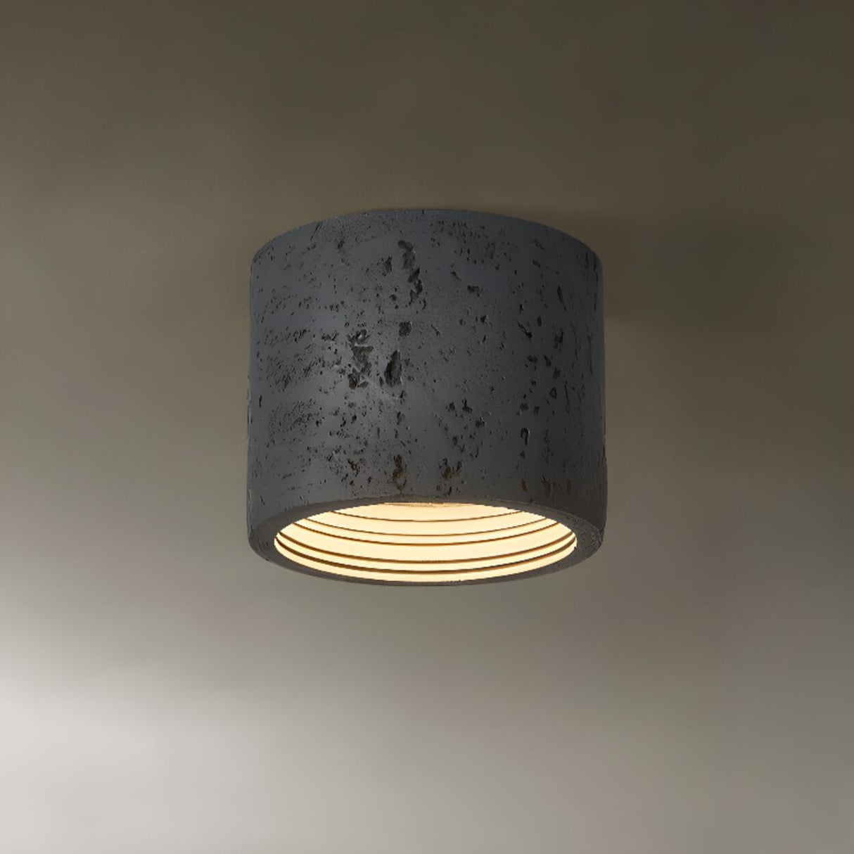 Modern Khaki Cylinder Flush Mount Ceiling Light 2-Light Image - 13
