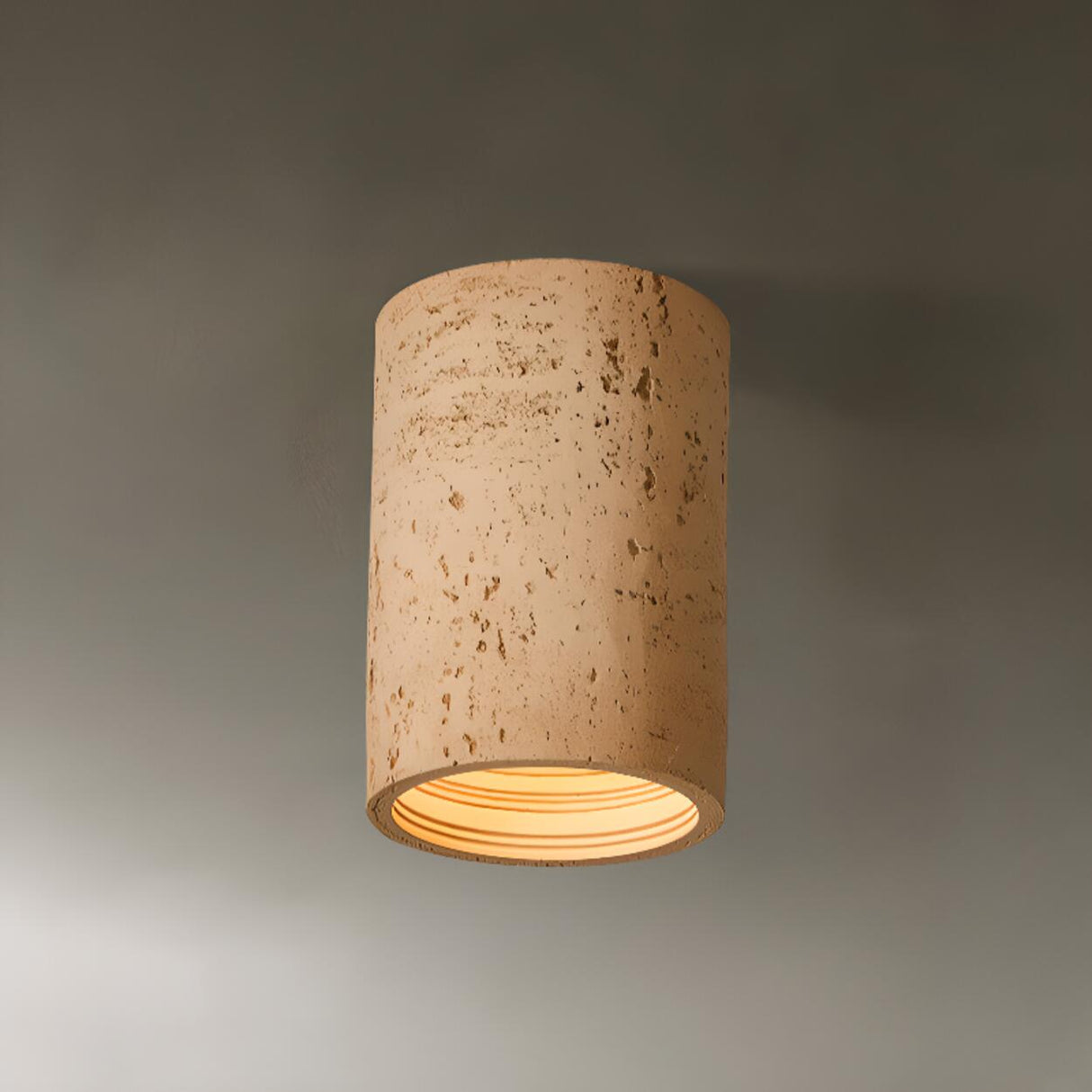 Modern Khaki Cylinder Flush Mount Ceiling Light 2-Light Image - 14