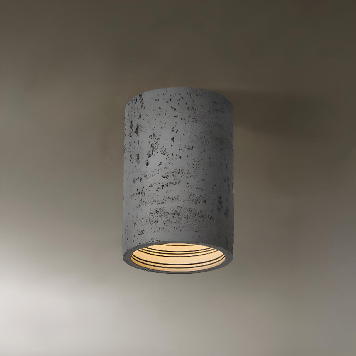 Modern Khaki Cylinder Flush Mount Ceiling Light 2-Light Image - 15
