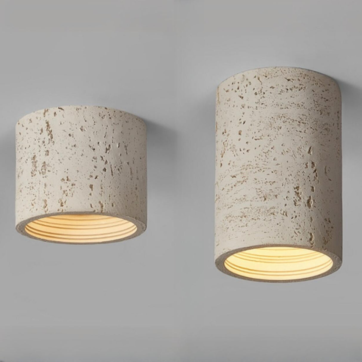Modern Khaki Cylinder Flush Mount Ceiling Light 2-Light Image - 5