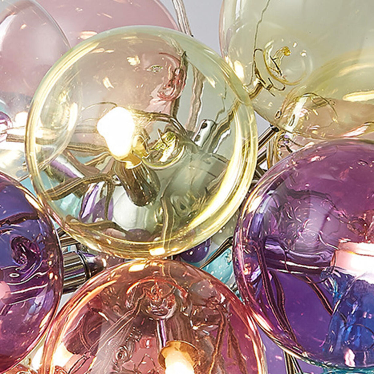 Modern Kids Room Iridescent Bubble Colorful Glass Chandelier Image - 10