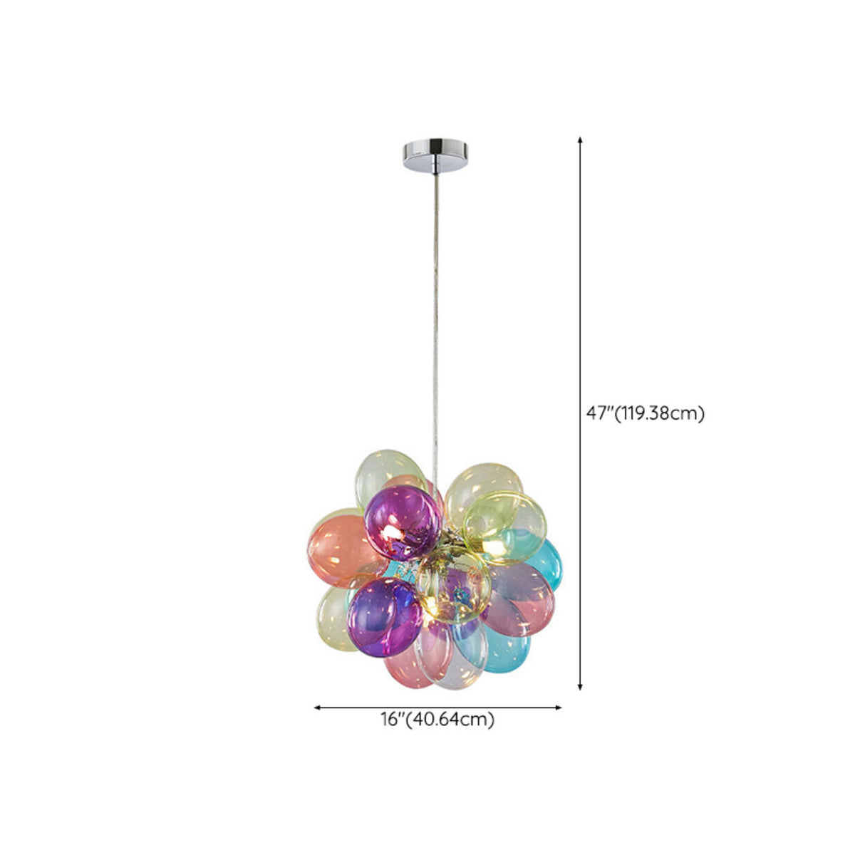Modern Kids Room Iridescent Bubble Colorful Glass Chandelier
