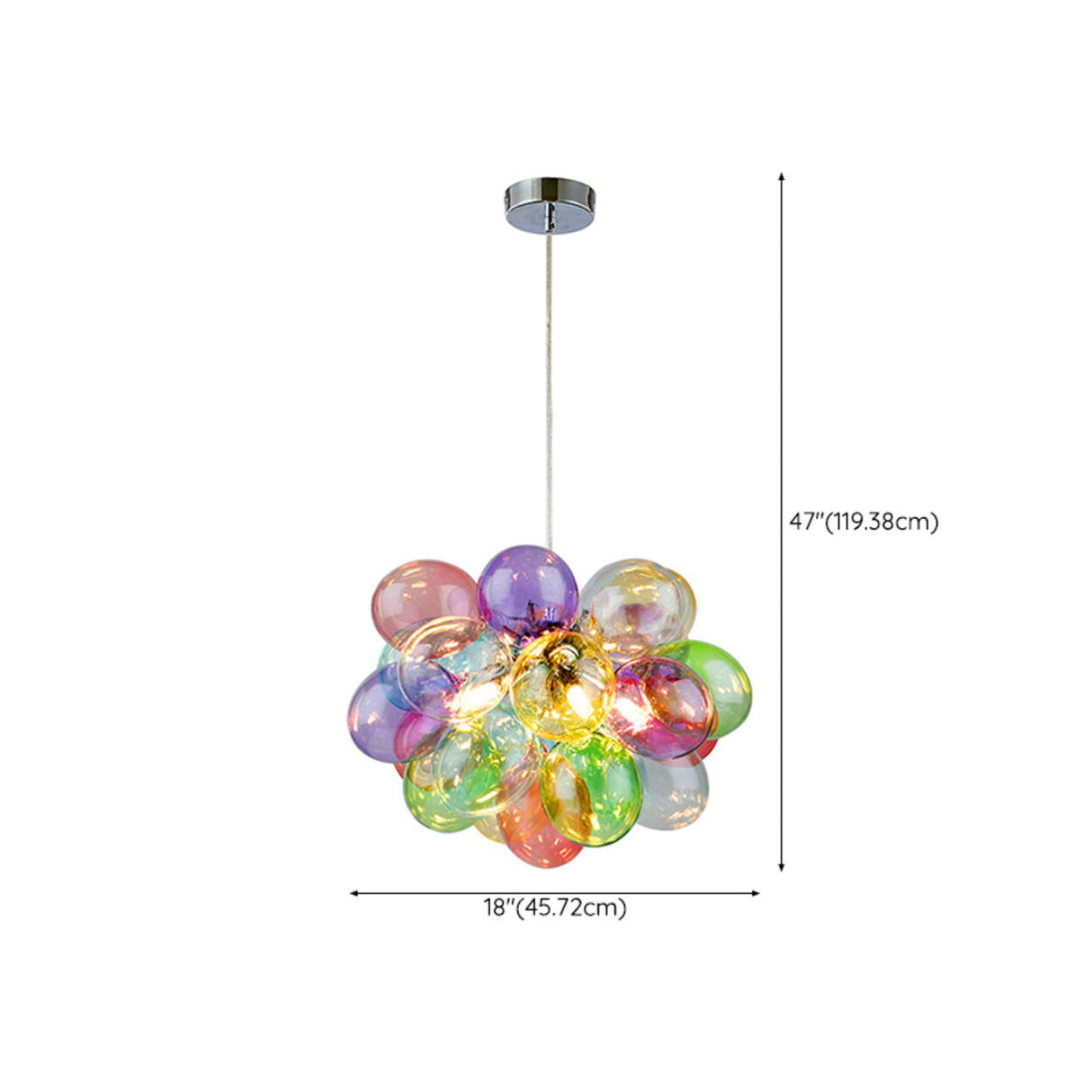 Modern Kids Room Iridescent Bubble Colorful Glass Chandelier Image - 19