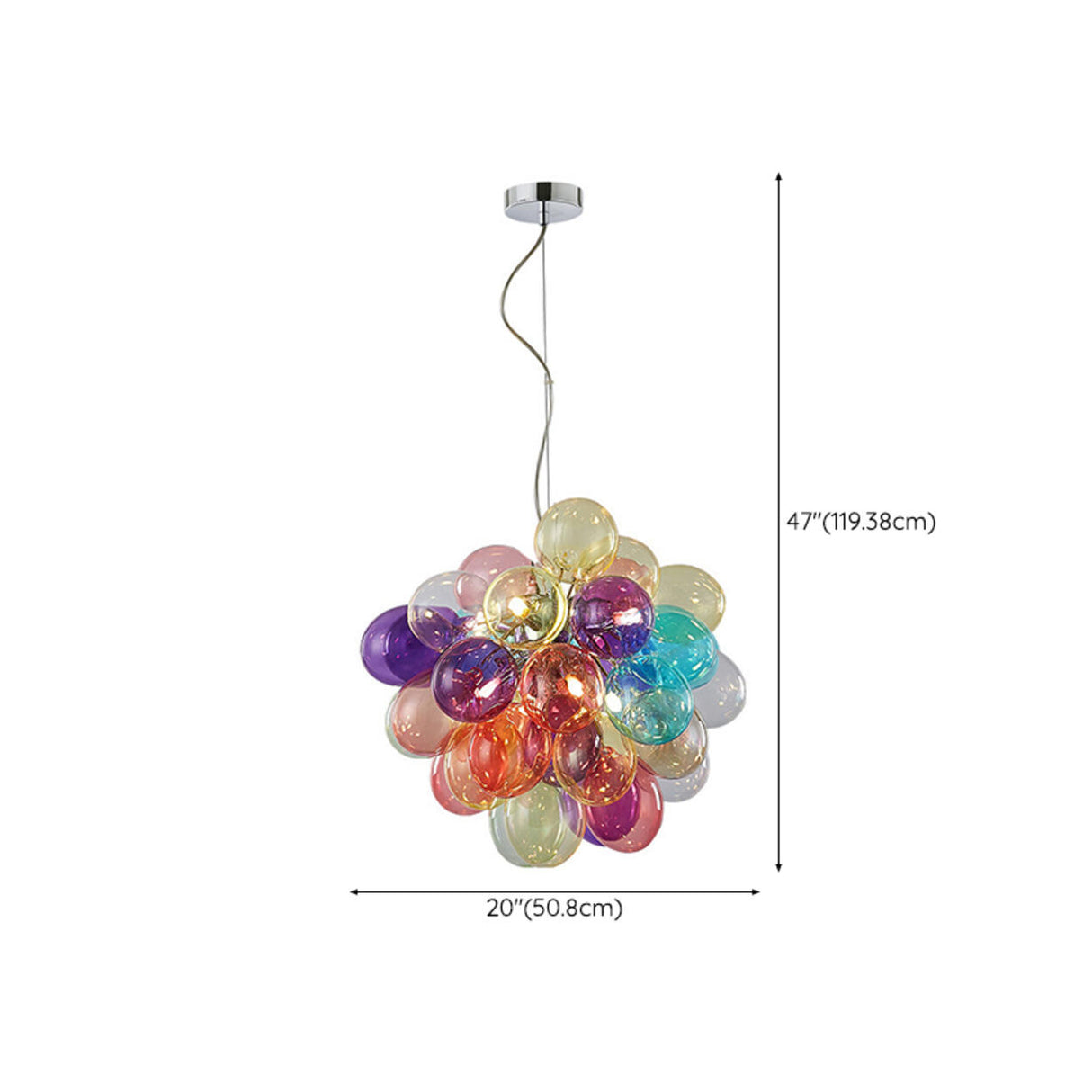 Modern Kids Room Iridescent Bubble Colorful Glass Chandelier Image - 20