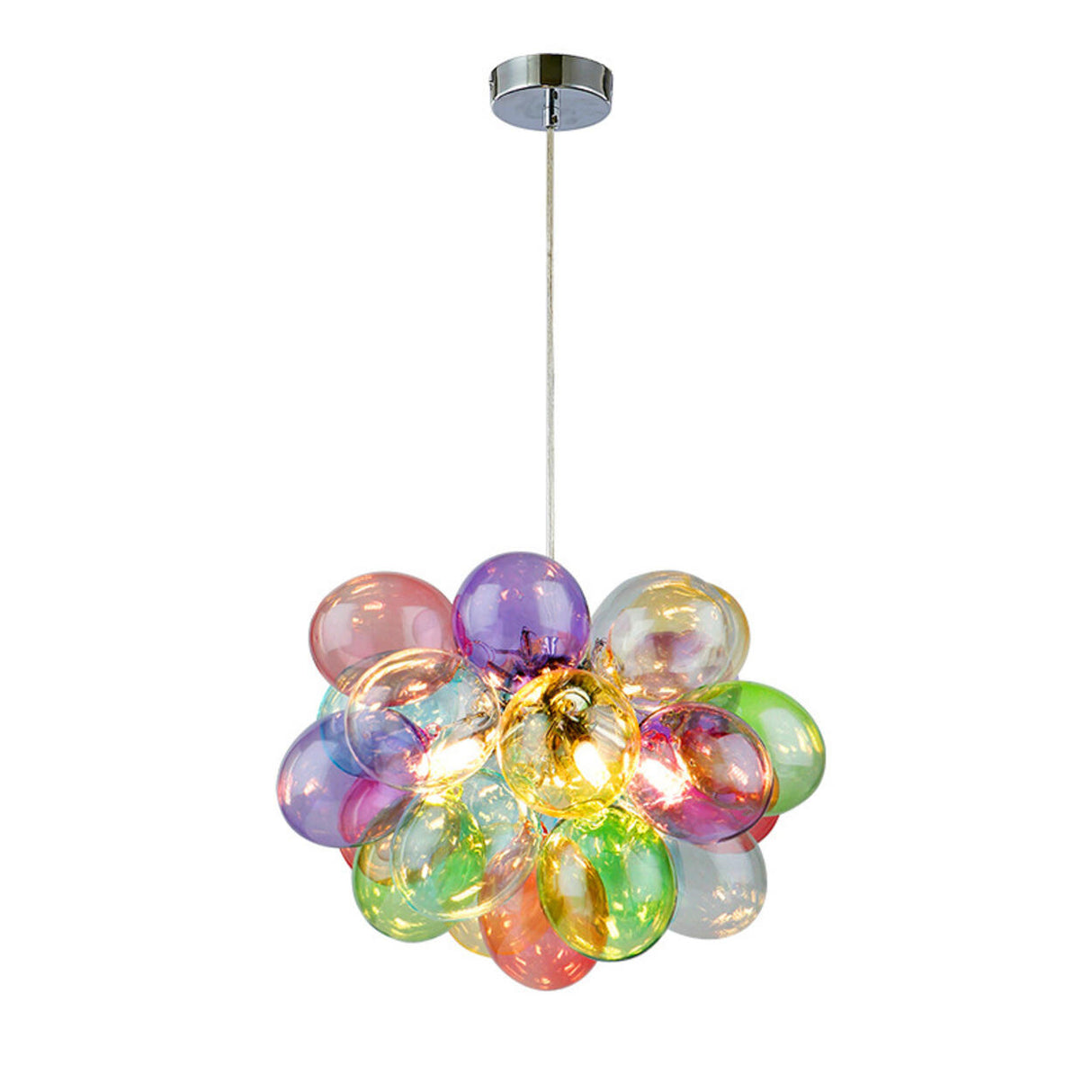 Modern Kids Room Iridescent Bubble Colorful Glass Chandelier Image - 3