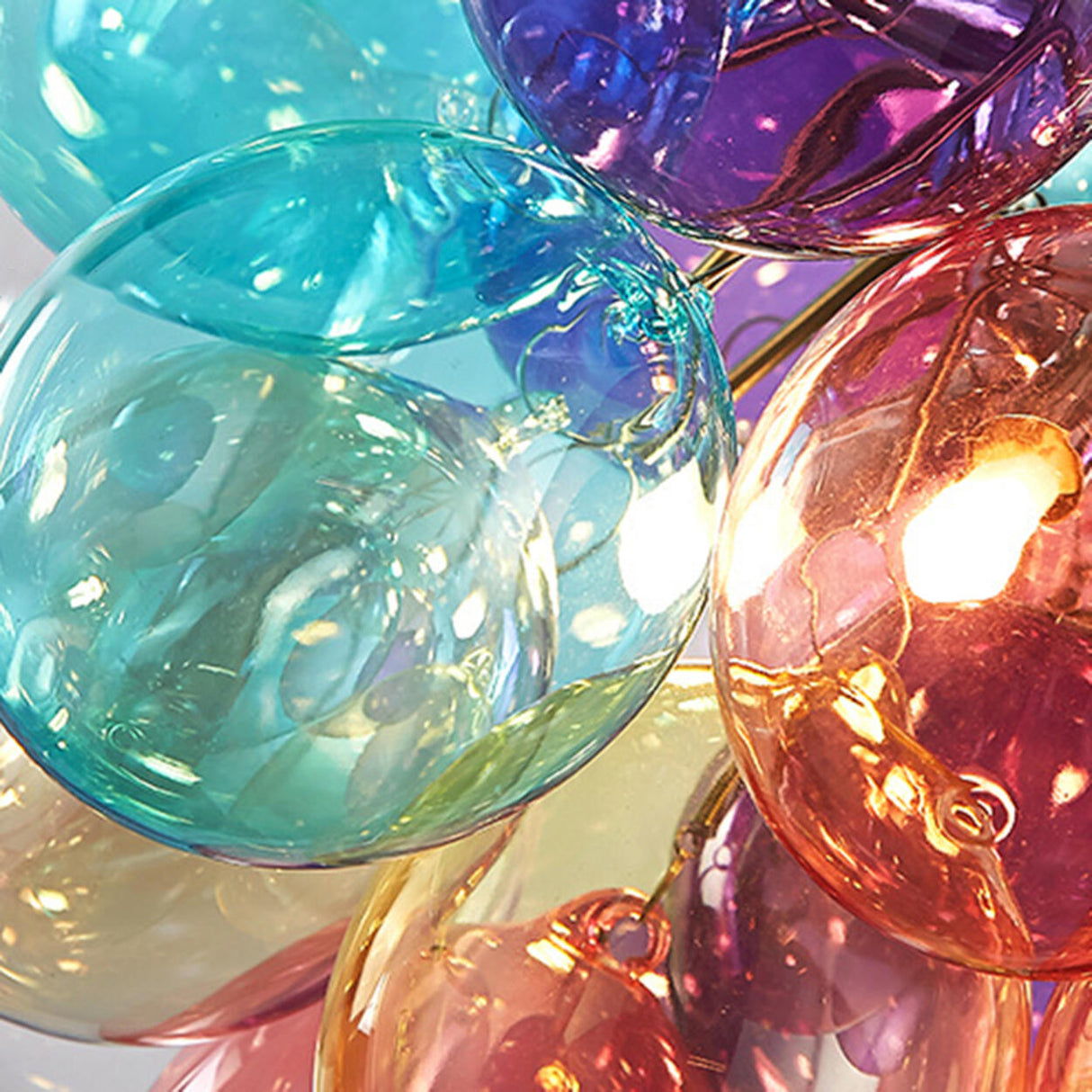 Modern Kids Room Iridescent Bubble Colorful Glass Chandelier Image - 9